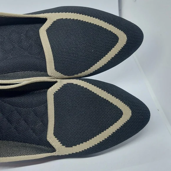 Birdies Blackbird Knit Flats Jet Black With Tan Trim Shoes Women's Size 9 - Picture 9 of 12